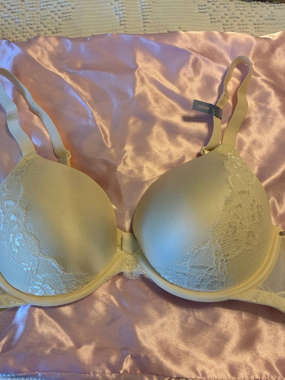 Ambrielle Smooth Lace-Trim Padded Underwire Push Up Bra in Light Ivory